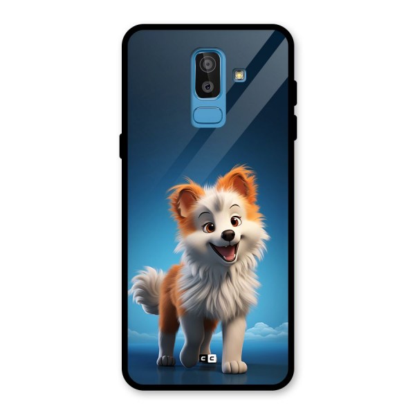 Cute Puppy Walking Glass Back Case for Galaxy J8