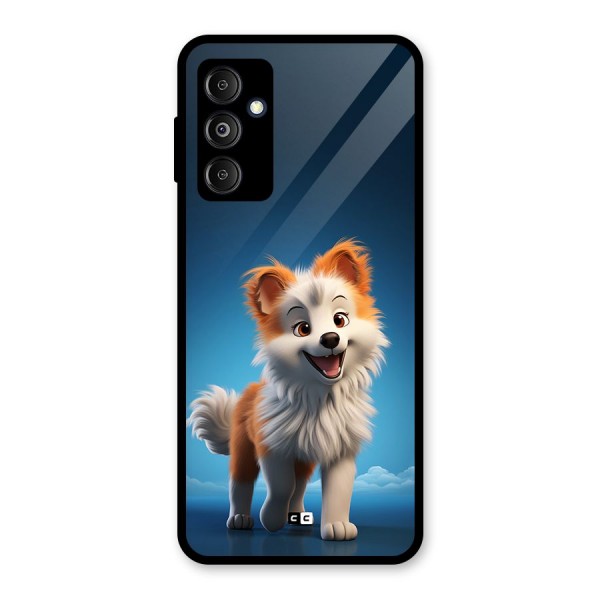 Cute Puppy Walking Glass Back Case for Galaxy M14 5G