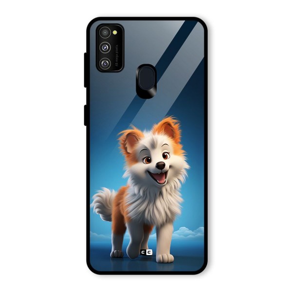 Cute Puppy Walking Glass Back Case for Galaxy M21