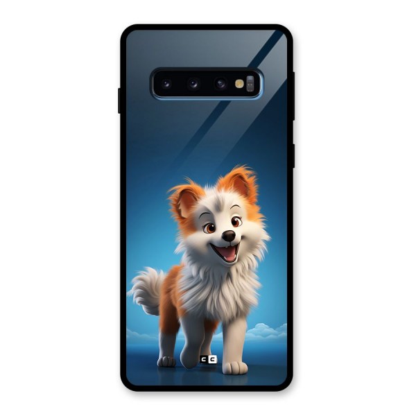 Cute Puppy Walking Glass Back Case for Galaxy S10