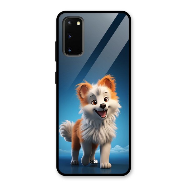 Cute Puppy Walking Glass Back Case for Galaxy S20