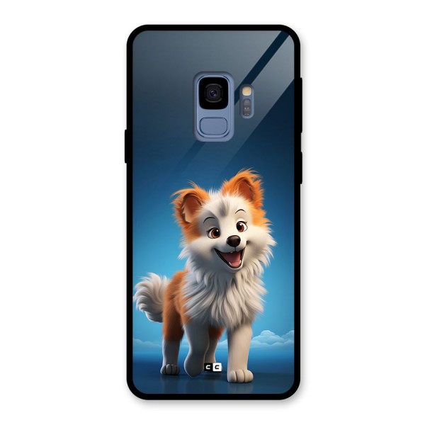 Cute Puppy Walking Glass Back Case for Galaxy S9