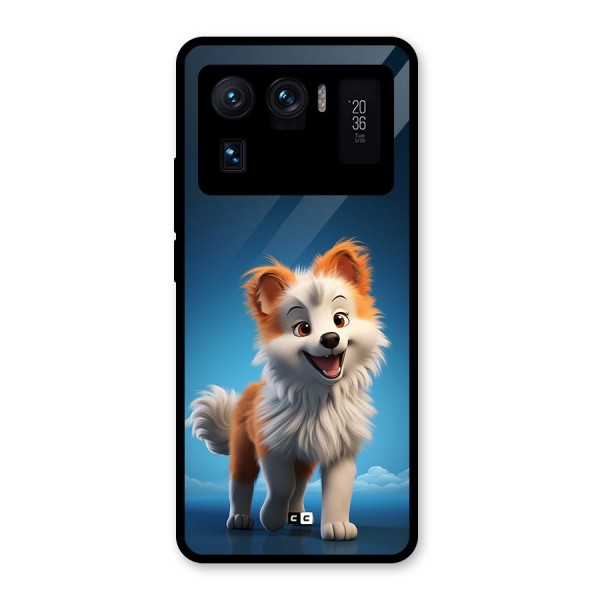 Cute Puppy Walking Glass Back Case for Mi 11 Ultra