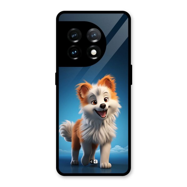 Cute Puppy Walking Glass Back Case for OnePlus 11