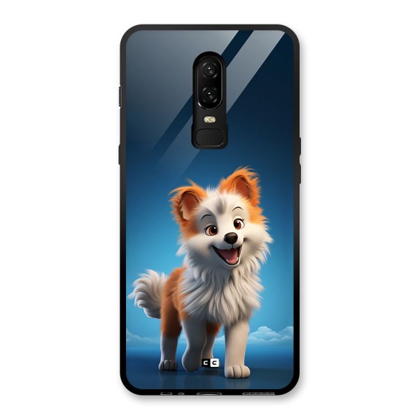 Cute Puppy Walking Glass Back Case for OnePlus 6