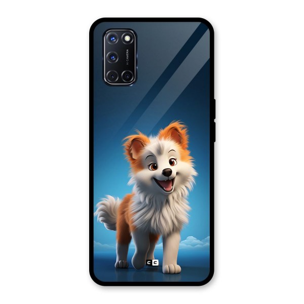 Cute Puppy Walking Glass Back Case for Oppo A52