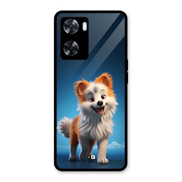 Cute Puppy Walking Glass Back Case for Oppo A77s