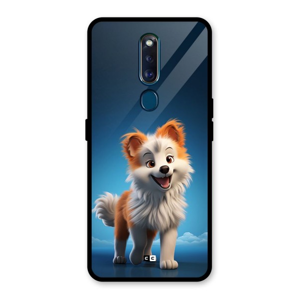 Cute Puppy Walking Glass Back Case for Oppo F11 Pro