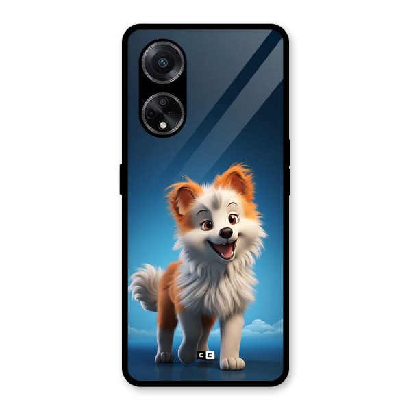 Cute Puppy Walking Glass Back Case for Oppo F23