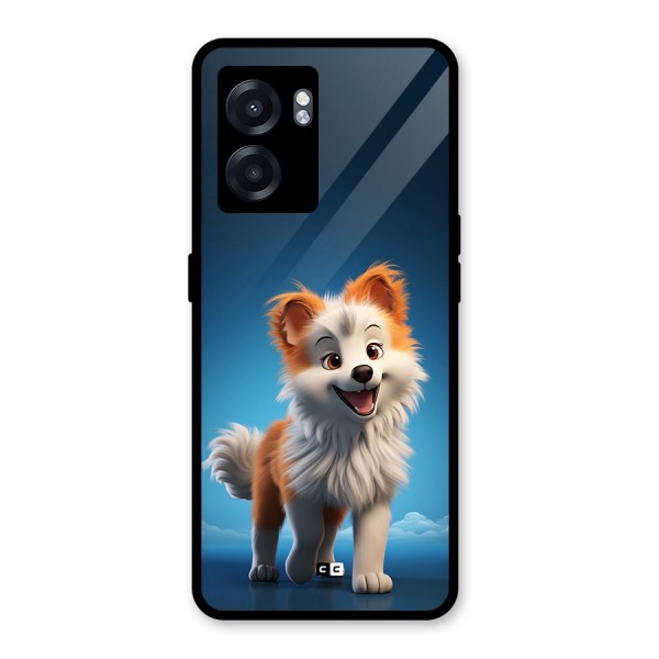 Cute Puppy Walking Glass Back Case for Oppo K10 (5G)