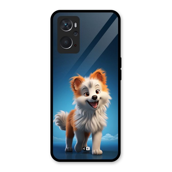 Cute Puppy Walking Glass Back Case for Oppo K10 4G