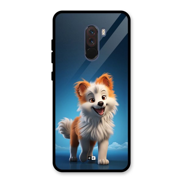 Cute Puppy Walking Glass Back Case for Poco F1