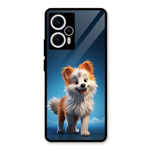 Cute Puppy Walking Glass Back Case for Poco F5