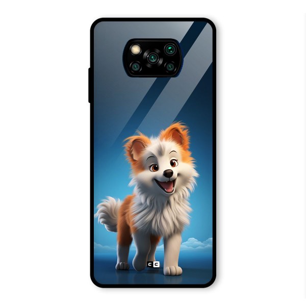 Cute Puppy Walking Glass Back Case for Poco X3 Pro