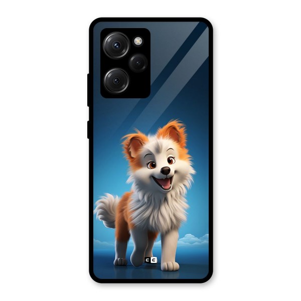 Cute Puppy Walking Glass Back Case for Poco X5 Pro