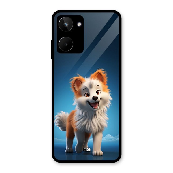 Cute Puppy Walking Glass Back Case for Realme 10