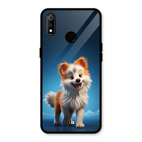 Cute Puppy Walking Glass Back Case for Realme 3