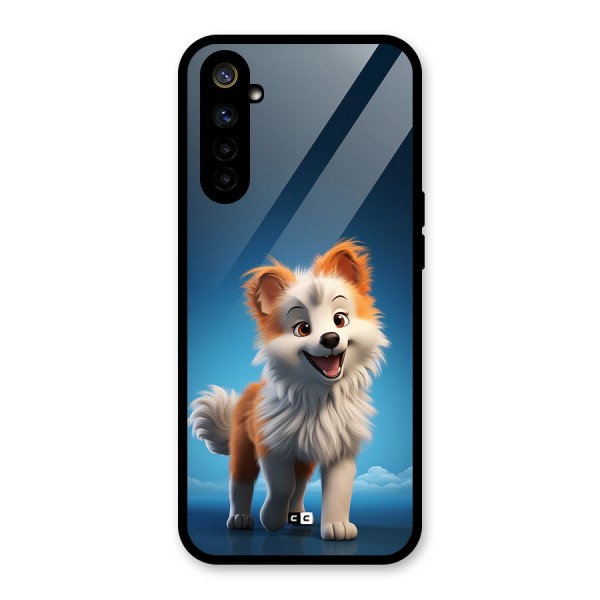 Cute Puppy Walking Glass Back Case for Realme 6