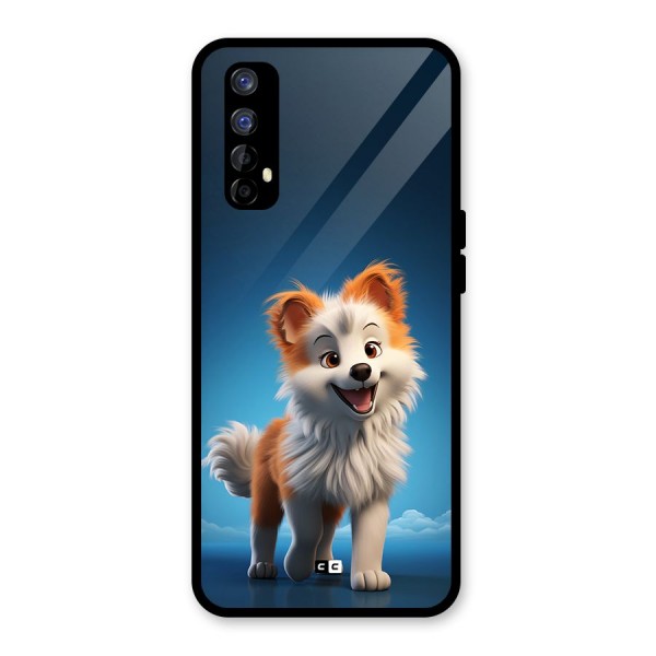 Cute Puppy Walking Glass Back Case for Realme 7