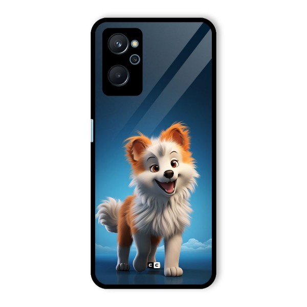 Cute Puppy Walking Glass Back Case for Realme 9i