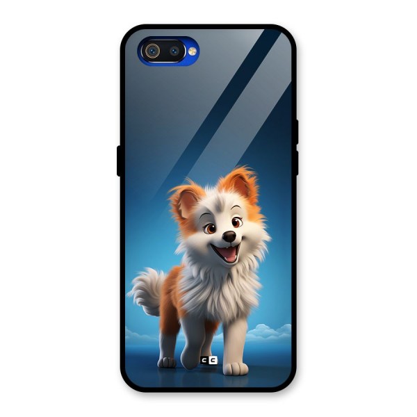 Cute Puppy Walking Glass Back Case for Realme C2