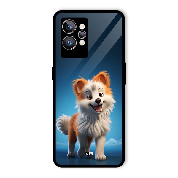 Cute Puppy Walking Glass Back Case for Realme GT2 Pro