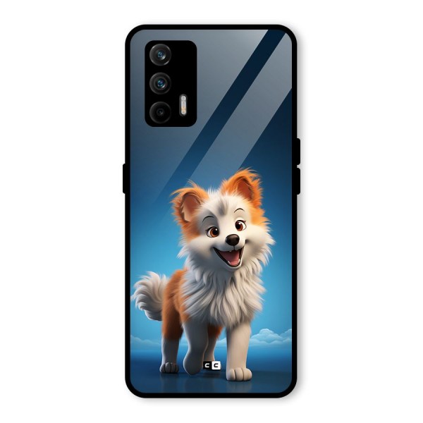 Cute Puppy Walking Glass Back Case for Realme GT 5G