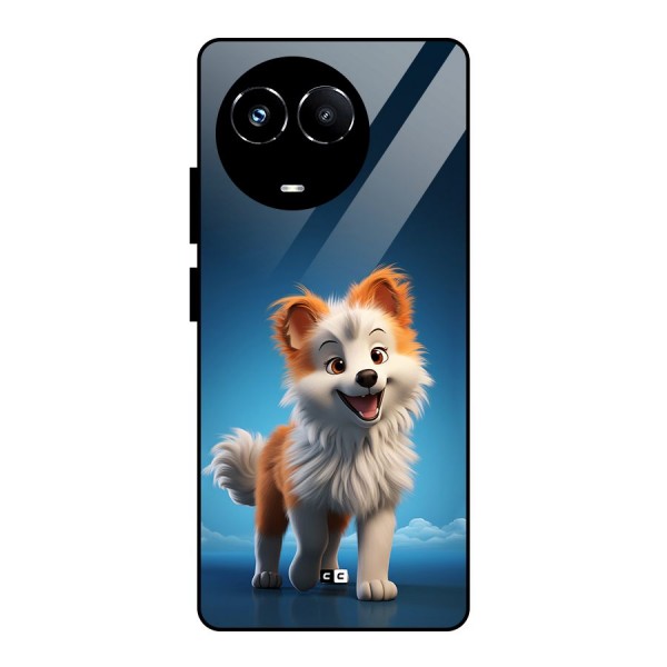 Cute Puppy Walking Glass Back Case for Realme Narzo 60X