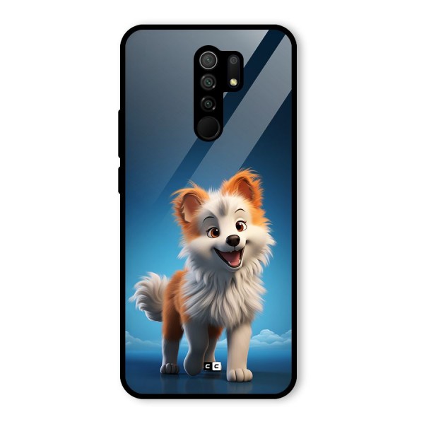 Cute Puppy Walking Glass Back Case for Redmi 9 Prime