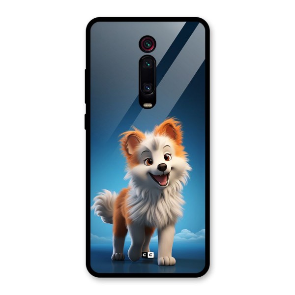 Cute Puppy Walking Glass Back Case for Redmi K20 Pro