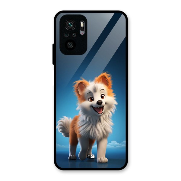 Cute Puppy Walking Glass Back Case for Redmi Note 10