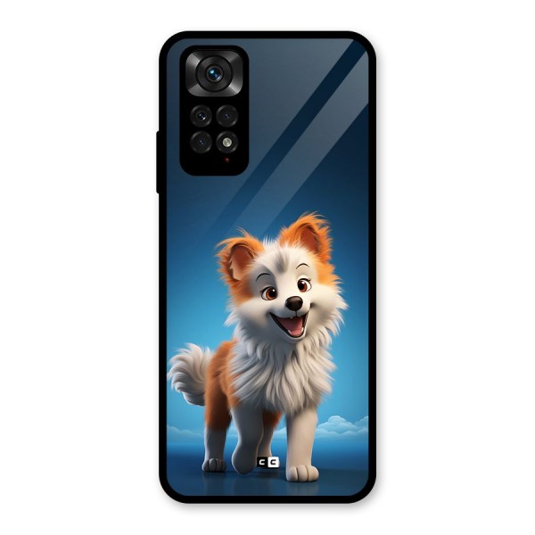 Cute Puppy Walking Glass Back Case for Redmi Note 11S