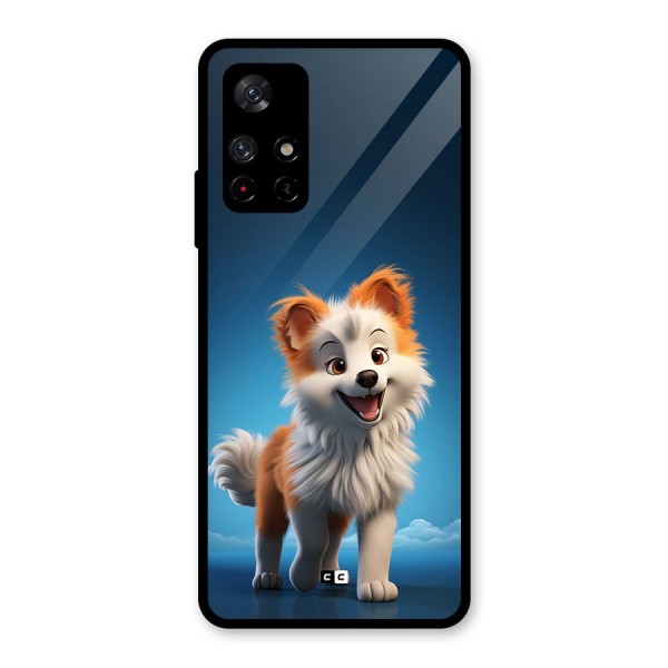 Cute Puppy Walking Glass Back Case for Redmi Note 11T 5G