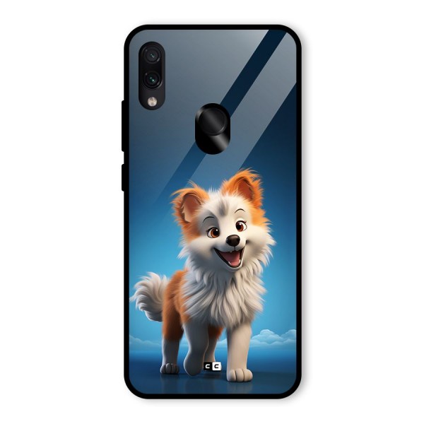 Cute Puppy Walking Glass Back Case for Redmi Note 7