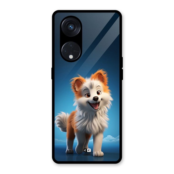 Cute Puppy Walking Glass Back Case for Reno8 T 5G