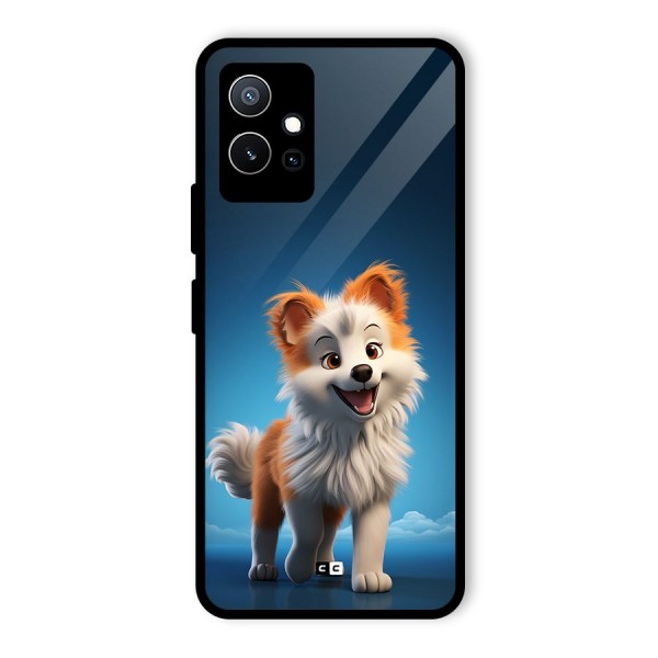 Cute Puppy Walking Glass Back Case for Vivo T1 5G