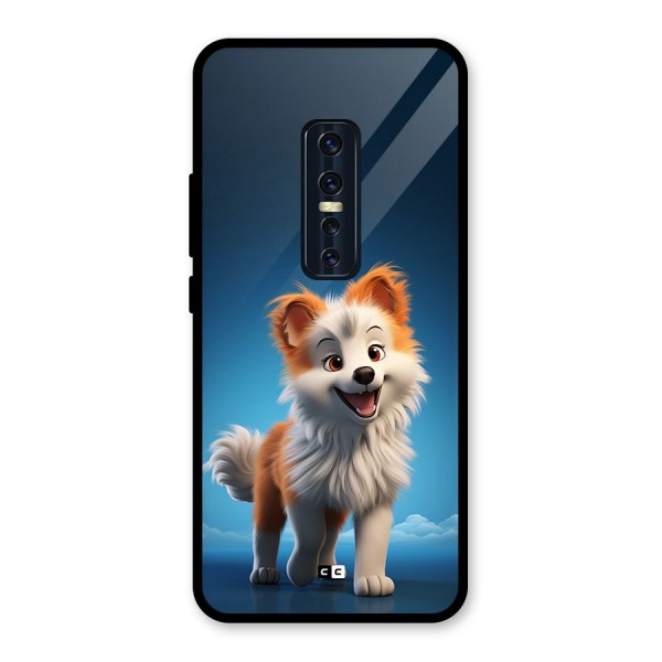 Cute Puppy Walking Glass Back Case for Vivo V17 Pro