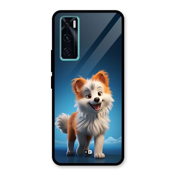 Cute Puppy Walking Glass Back Case for Vivo V20 SE