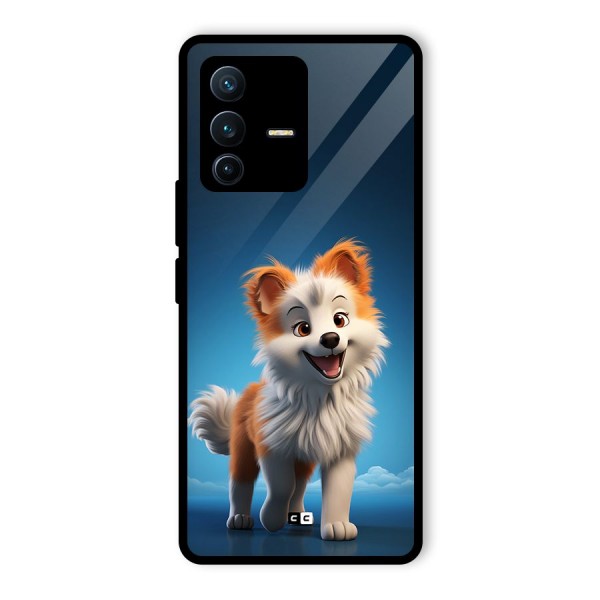 Cute Puppy Walking Glass Back Case for Vivo V23 Pro