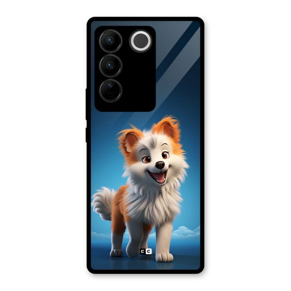 Cute Puppy Walking Glass Back Case for Vivo V27 Pro