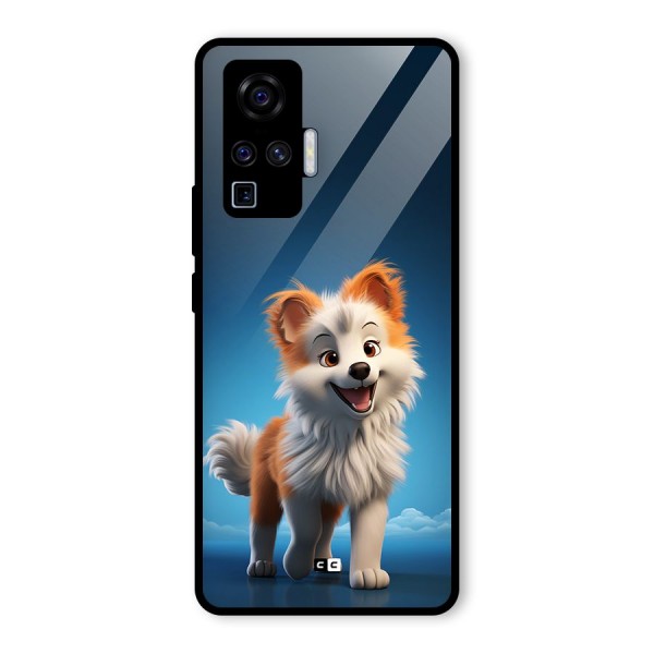 Cute Puppy Walking Glass Back Case for Vivo X50 Pro