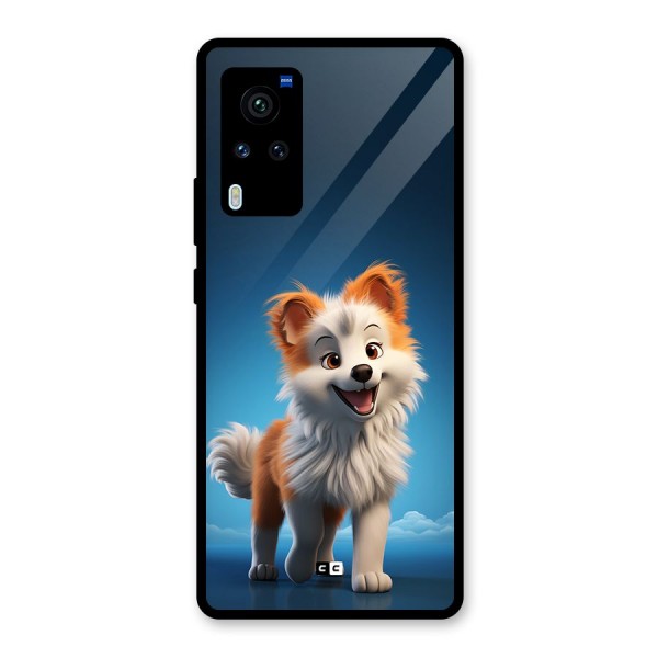 Cute Puppy Walking Glass Back Case for Vivo X60 Pro