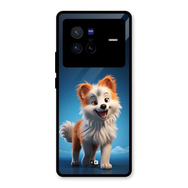 Cute Puppy Walking Glass Back Case for Vivo X80