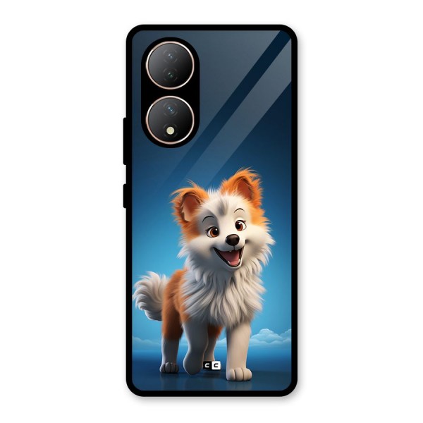 Cute Puppy Walking Glass Back Case for Vivo Y100A