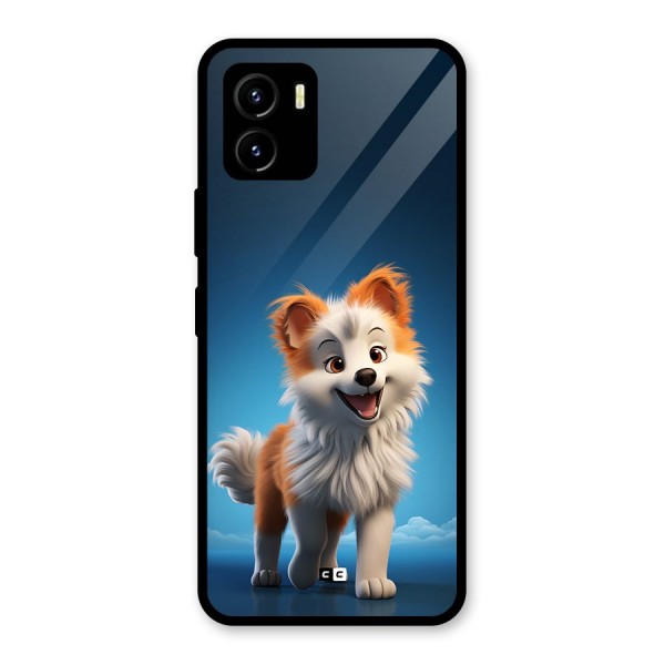 Cute Puppy Walking Glass Back Case for Vivo Y15s