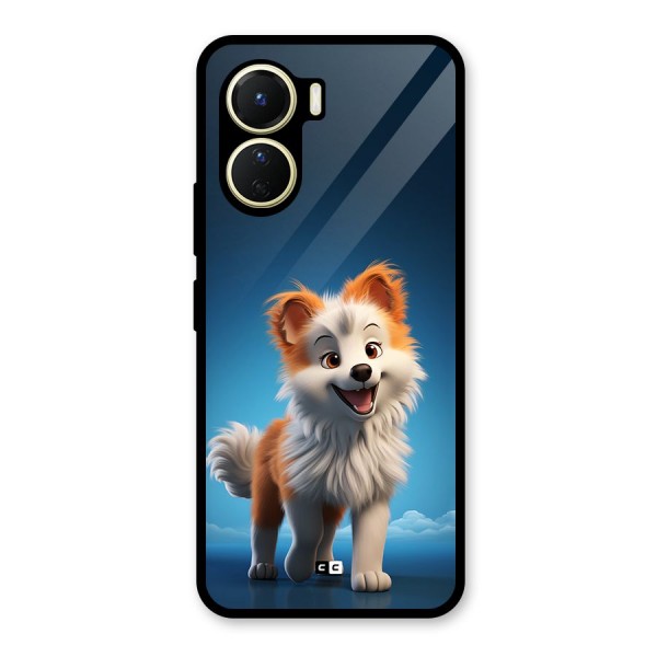 Cute Puppy Walking Glass Back Case for Vivo Y16