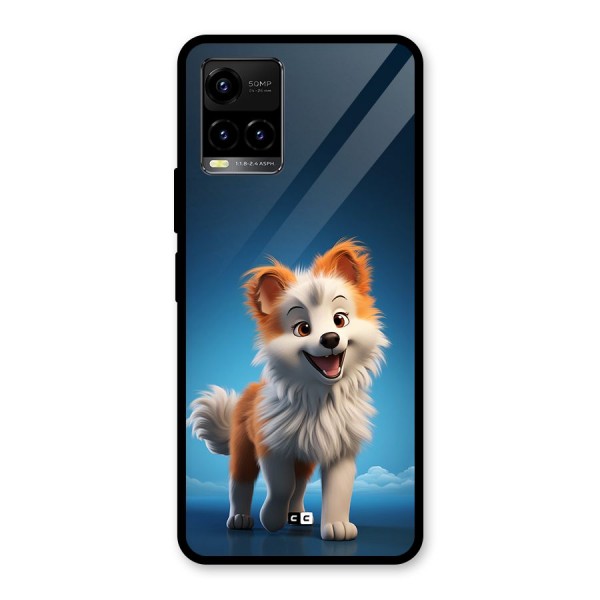 Cute Puppy Walking Glass Back Case for Vivo Y21 2021