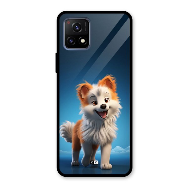 Cute Puppy Walking Glass Back Case for Vivo Y72 5G