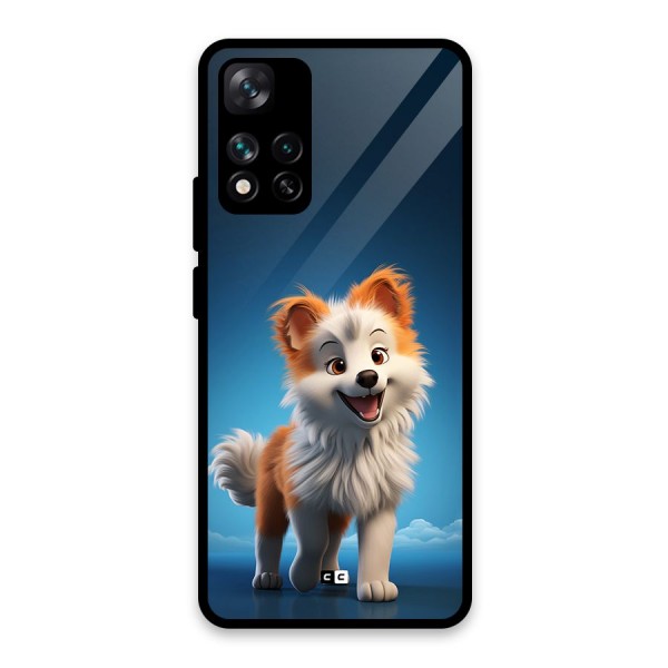 Cute Puppy Walking Glass Back Case for Xiaomi 11i 5G