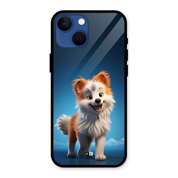 Cute Puppy Walking Glass Back Case for iPhone 13 Mini